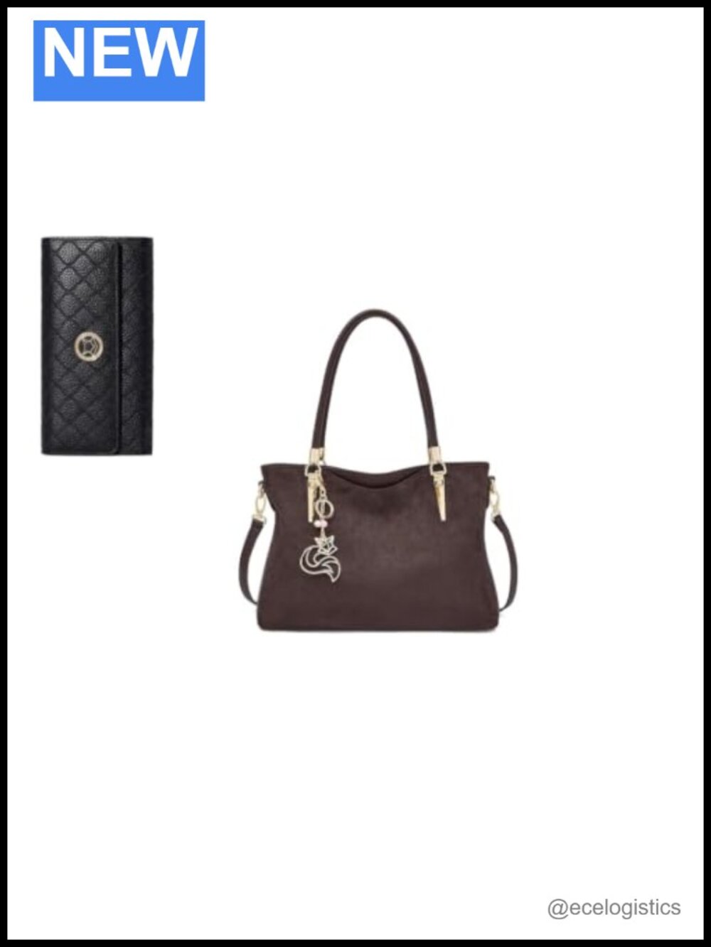 Genuine Leather Medium Tote Purse with Matching Wallet
